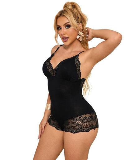 Subblime – Black Floral Lace Detail Teddy L/xl