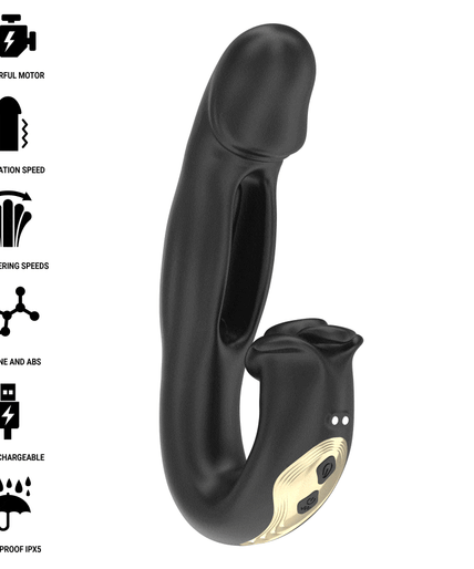 Ibiza – Rose Vibrator mit Schnippeffekt und Klitorisstimulator 