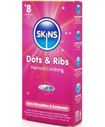 Skins – Dots & Ribs Basic Condooms Pak 8