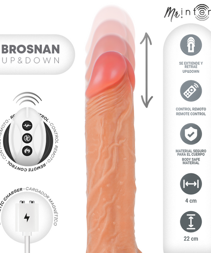 Mr Intense – Brosnan realistisch multifunktional mit Vibration, Auf- und Abwärts-Fernbedienung, 22 cm – Gold – 4 cm