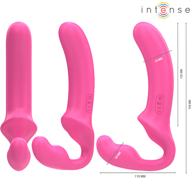 Intense – Amy Dubbele Vibrator 20 cm Roze Met Afstandsbediening