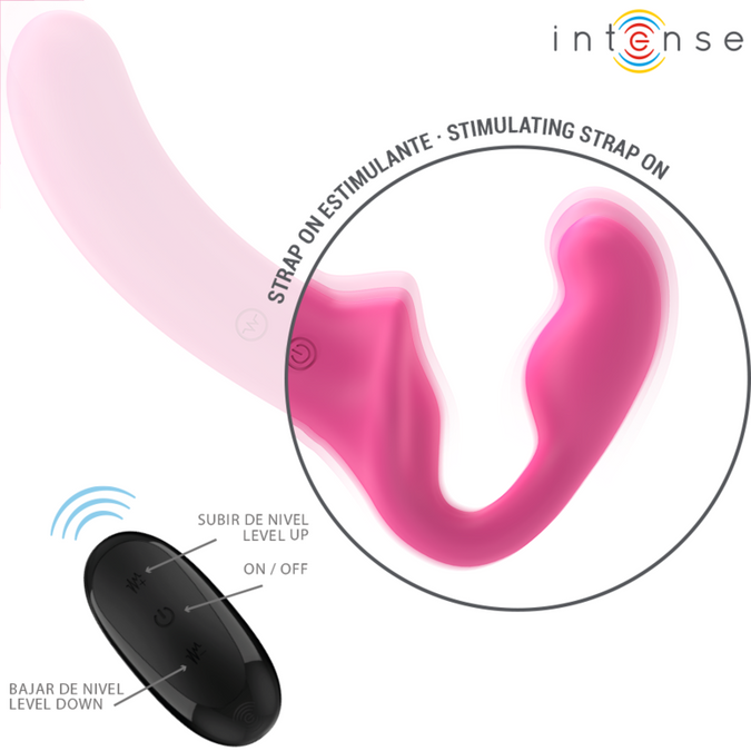 Intense – Amy Dubbele Vibrator 20 cm Roze Met Afstandsbediening