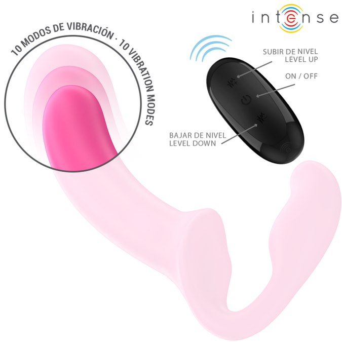 Intense – Amy Dubbele Vibrator 20 cm Roze Met Afstandsbediening