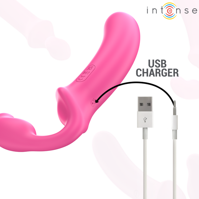 Intense – Amy Dubbele Vibrator 20 cm Roze Met Afstandsbediening
