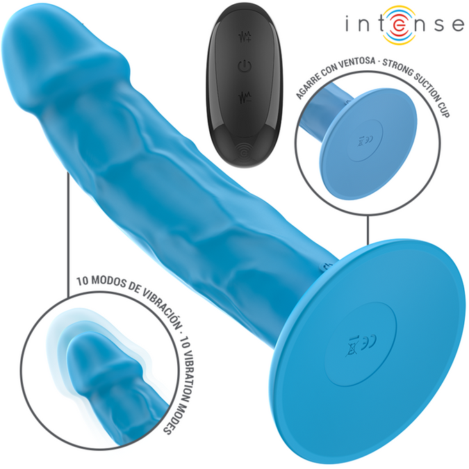 Intense – Phoebe realistischer Vibrator 10 Vibrationen Blau mit Fernbedienung