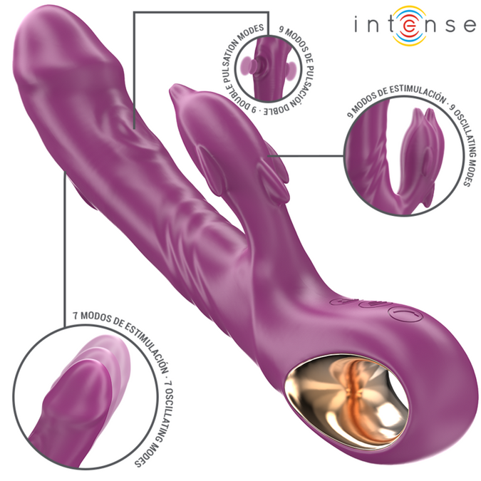 Intense – Halle multifunctionele vibrator met dolfijnstimulerende tong paars