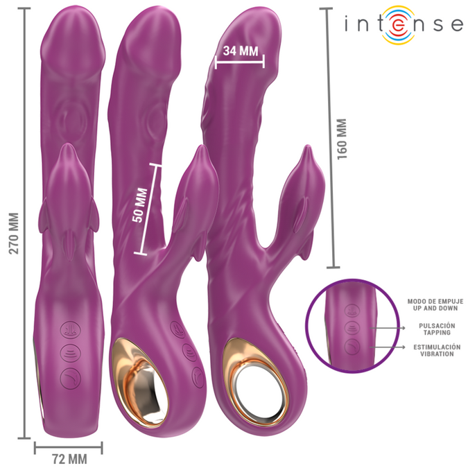 Intense – Halle multifunctionele vibrator met dolfijnstimulerende tong paars