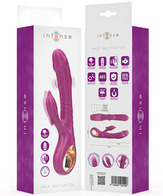 Intense – Halle multifunctionele vibrator met dolfijnstimulerende tong paars