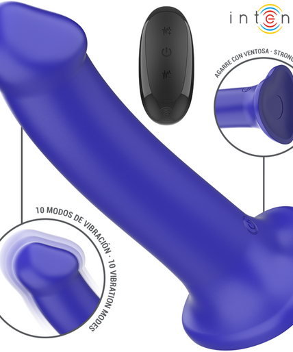 Intense – Victoria Vibrator mit Saugnapf 10 Vibrationen Dunkelblau Fernbedienung 