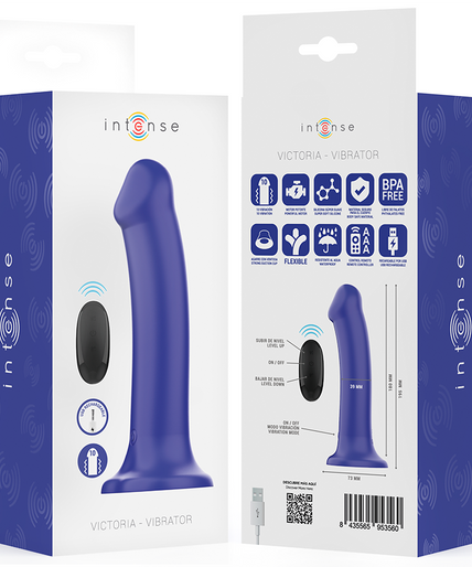 Intense – Victoria Vibrator mit Saugnapf 10 Vibrationen Dunkelblau Fernbedienung 