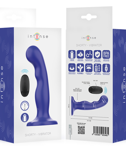 Intense – Shorty Vibrator mit Saugnapf Blau Fernbedienung
