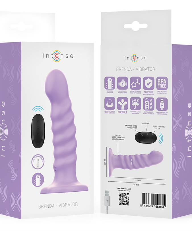 Intense – Brenda Vibrator M-formaat Spiraalontwerp 10 Vibraties Paars Afstandsbediening