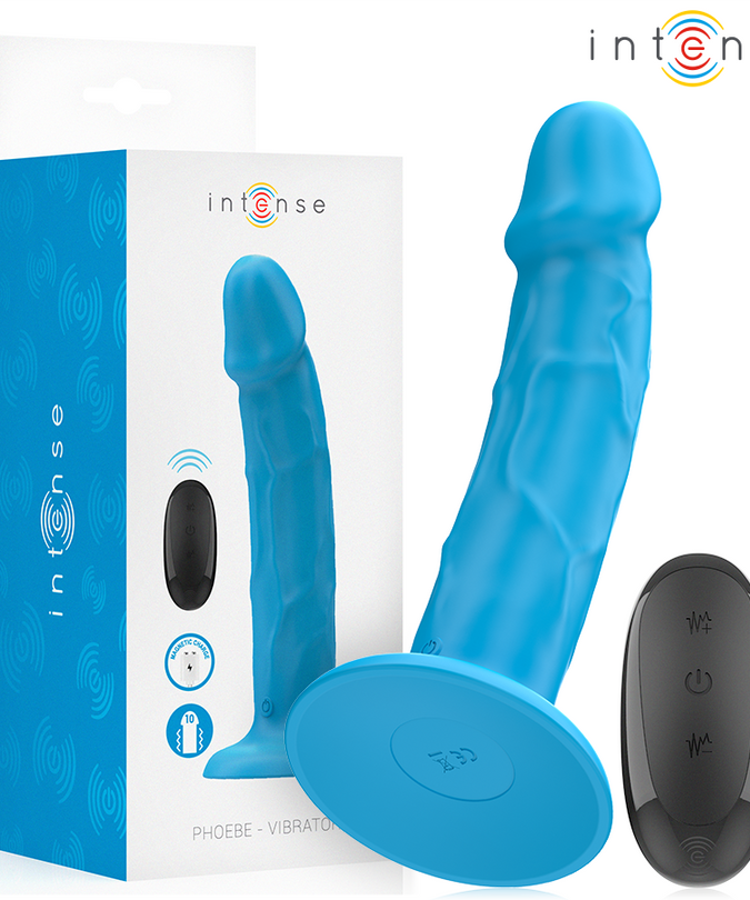 Intense – Phoebe realistischer Vibrator 10 Vibrationen Blau mit Fernbedienung