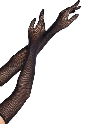 Leg Avenue – Opernlange Netz-Handschuhe Schwarz