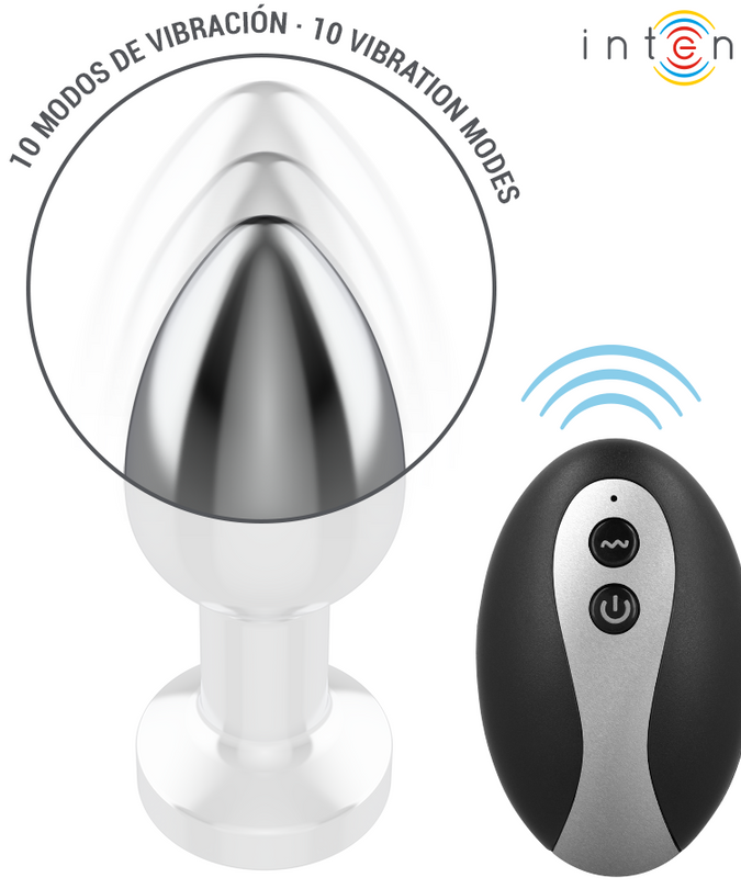 Intense – Vibrations-Metall-Analplug mit LED-Lichtern und Fernbedienung – Größe S