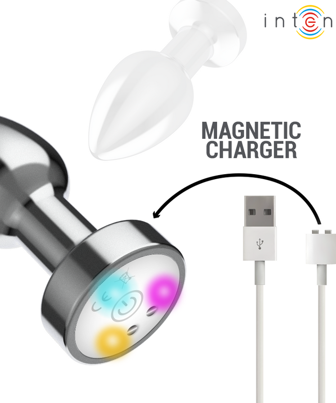 Intense – Vibrations-Metall-Analplug mit LED-Lichtern und Fernbedienung – Größe S
