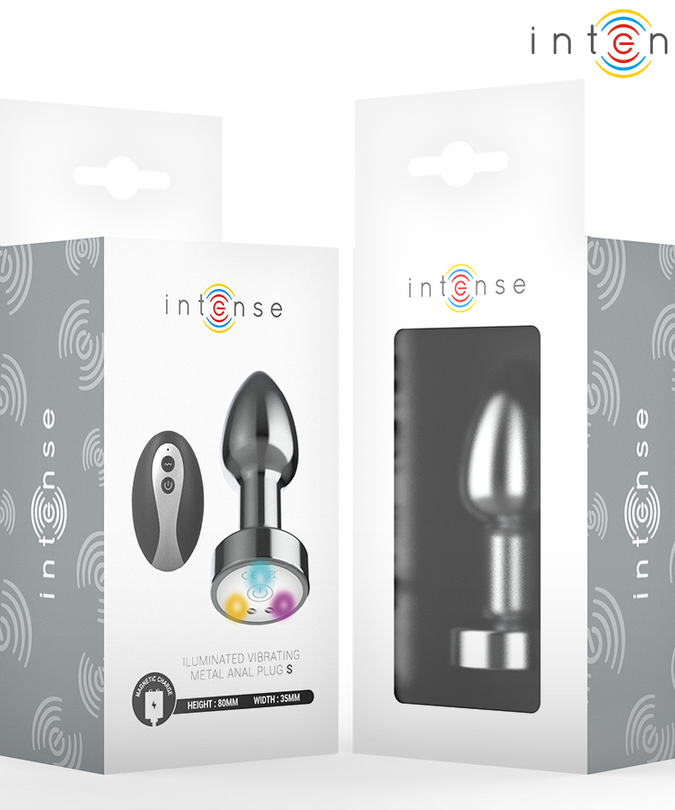 Intense – Vibrations-Metall-Analplug mit LED-Lichtern und Fernbedienung – Größe S