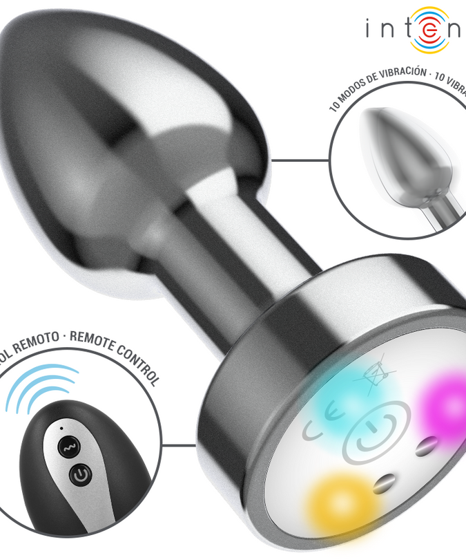 Intense – Vibrations-Metall-Analplug mit LED-Lichtern und Fernbedienung – Größe S