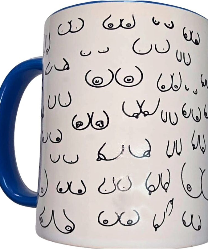 Diablo Picante – Weiße Brust-Tasse mit blauem Henkel 370 ml