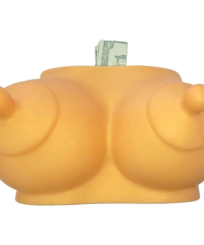 Diablo Picante – Piggy Bank In The Shape Of Boobs Golden Tone