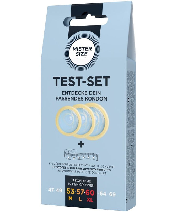 Mister Size – Test Set 3 Different Sized Condoms + Measuring Tape