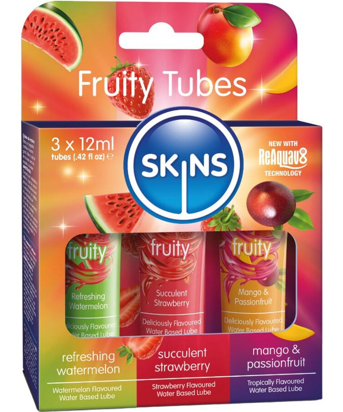Skins – Fruity Lubes Kit Watermeloen, Aardbei & Mango Glijmiddelen 3 x 12 ml