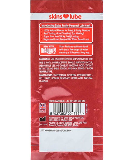 Skins – Fruity Wasserbasiertes Gleitmittel Erdbeere Einzeldosis 5 Ml