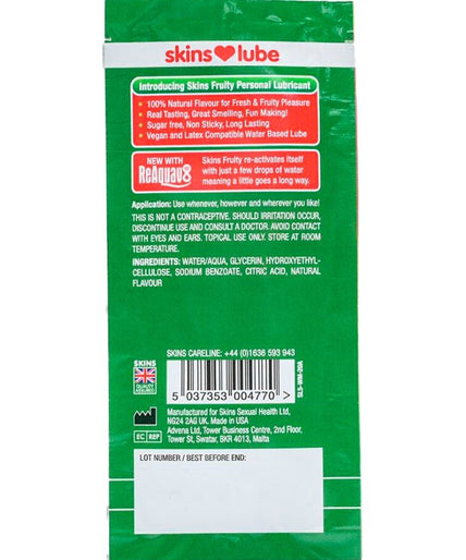 Skins – Fruity Wasserbasiertes Gleitmittel Wassermelone Einzeldosis 5 Ml