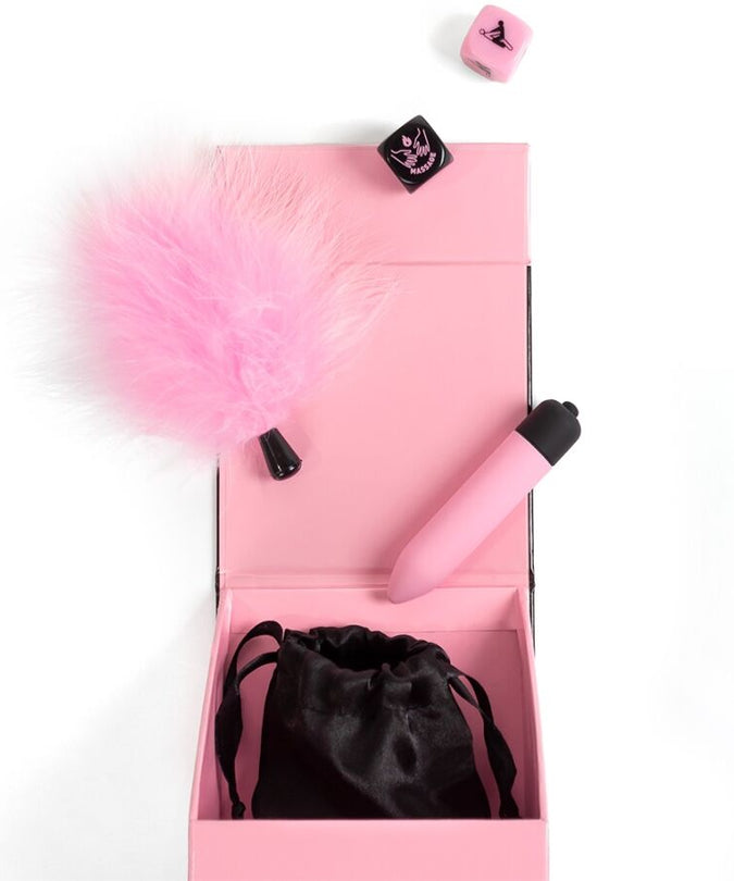 Secret Play – Pleasures Box For Couples: Dice + Vibrating Bullet + Feather Pen