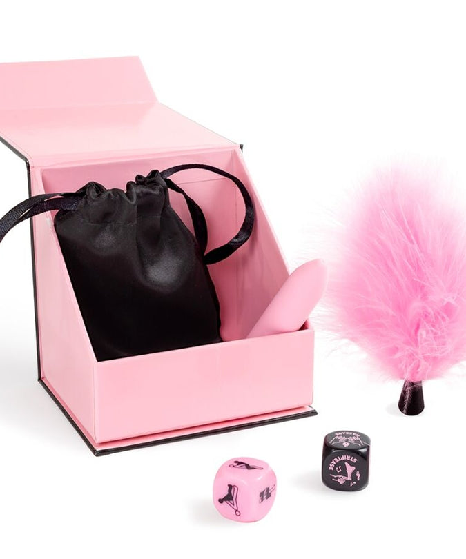 Secret Play – Pleasures Box For Couples: Dice + Vibrating Bullet + Feather Pen