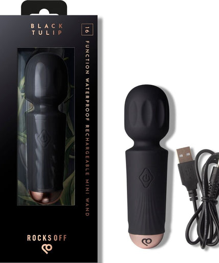 Rocks – Off – Mini Wiederaufladbarer Vibrator mit 16 Funktionen, Black Tulip 