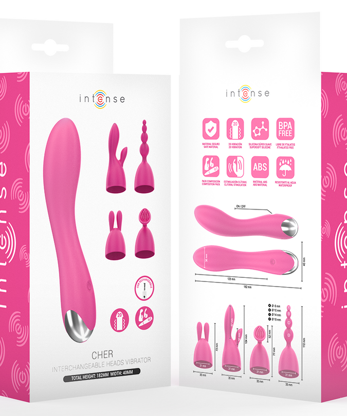 Intense – Cher Vibrator With 20 Patterns And Interchangeable Heads