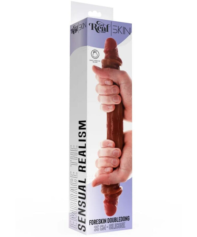 Pleasurements – Get Real – Doppelseitiger Silikon-Dildo Karamell 35 cm 
