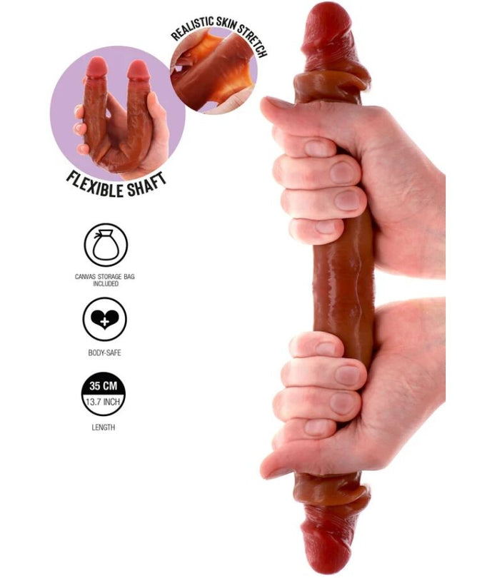 Pleasurements – Get Real – Doppelseitiger Silikon-Dildo Karamell 35 cm 