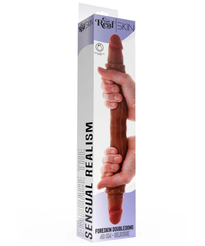 Pleasurements – Get Real – Doppelseitiger Silikon-Dildo Karamell 40 cm 