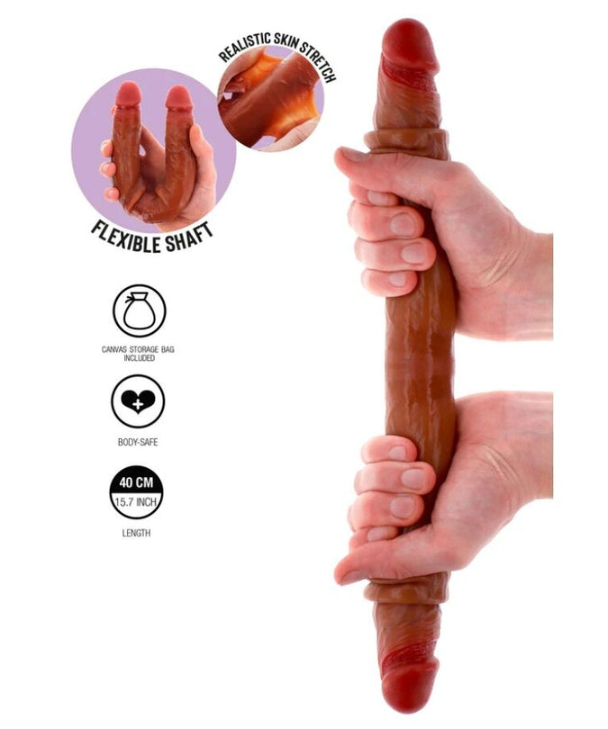 Pleasurements – Get Real – Doppelseitiger Silikon-Dildo Karamell 40 cm 