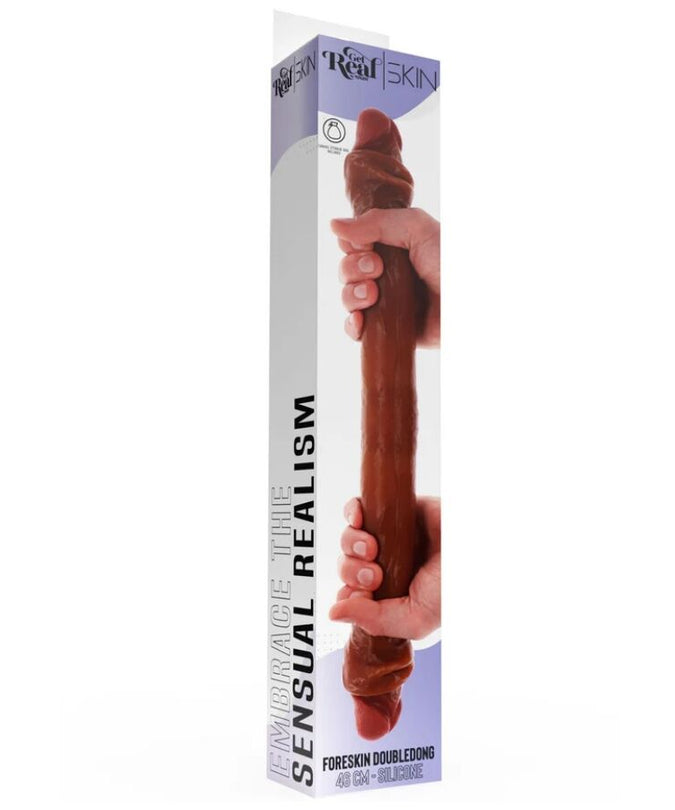 Pleasurements – Get Real – Doppelseitiger Silikon-Dildo Karamell 46 cm 