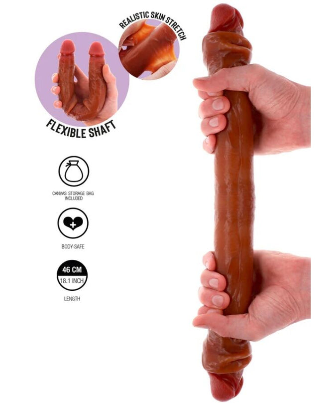 Pleasurements – Get Real – Doppelseitiger Silikon-Dildo Karamell 46 cm 