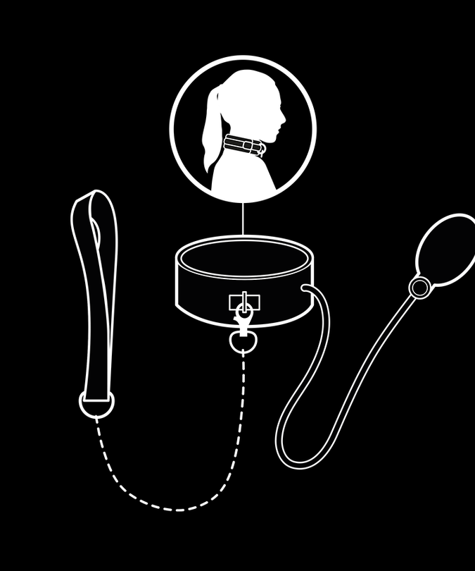 Fetish Submissive Bondage – Inflatable Strangling Collar With Chain