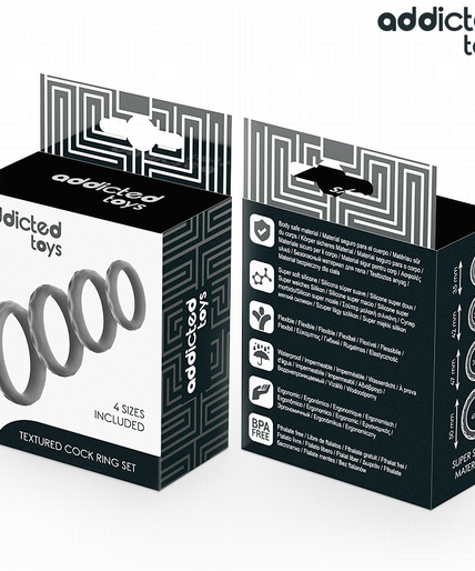 Addicted Toys – Textured Cock Ring Set 4 Sizes