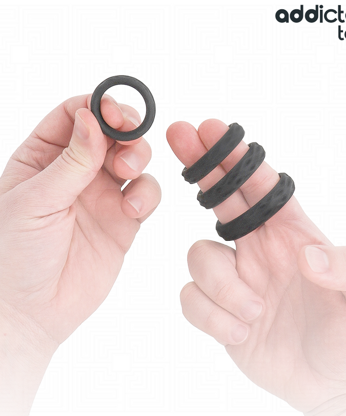 Addicted Toys – Texturiertes Cockring-Set in 4 Größen