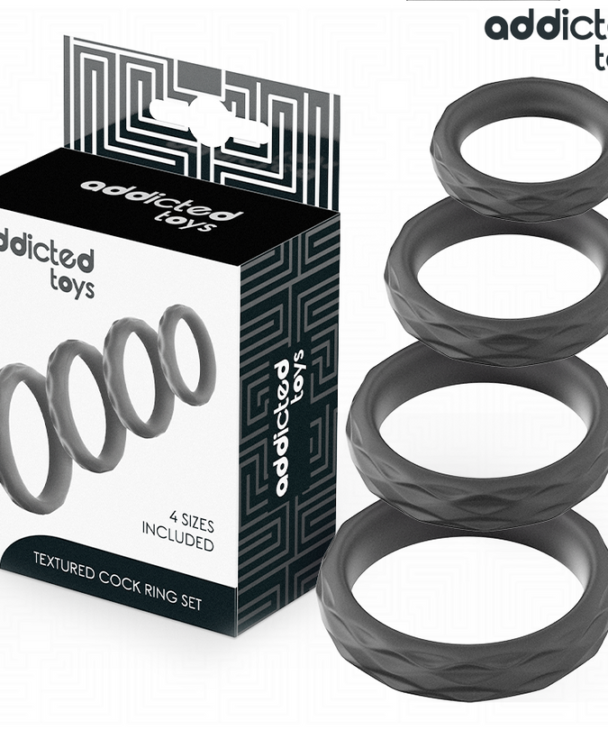 Addicted Toys – Texturiertes Cockring-Set in 4 Größen