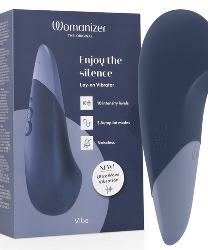Womanizer – Vibe Lay-On Leiser Vibrator Dunkelblau 