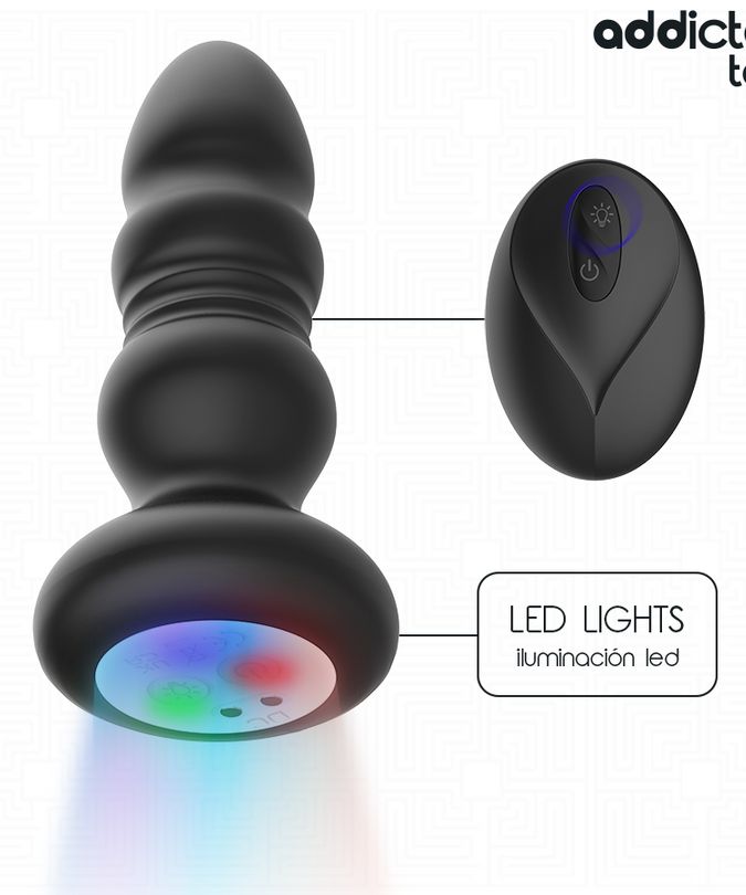 Addicted Toys – Thrusting Vibrating Anal Plug, Led Light Remote Control