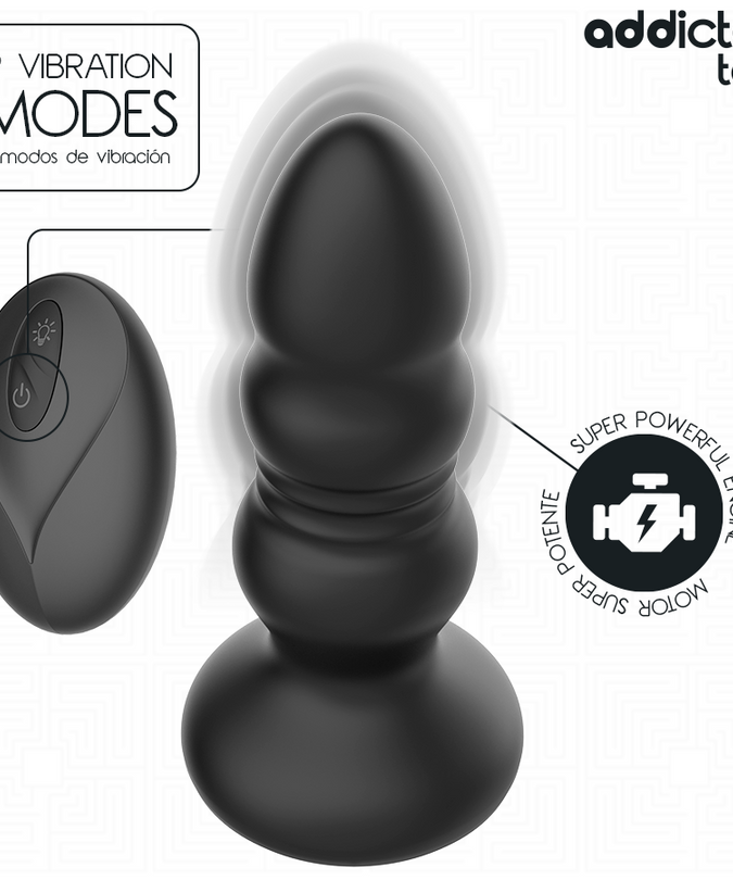 Addicted Toys – Thrusting Vibrating Anal Plug, Led Light Remote Control