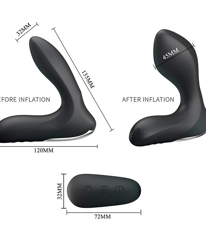 Pleasurements – Mr Play – Aufblasbarer Prostatamassager mit Vibration & Fernbedienung – Schwarz