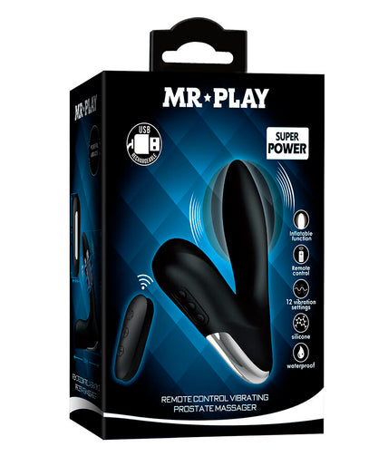 Pleasurements – Mr Play – Aufblasbarer Prostatamassager mit Vibration & Fernbedienung – Schwarz