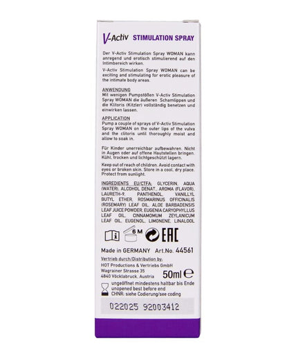 Hot – V – Aktivierungs-Spray zur Stimulation für Frauen 50 ml
