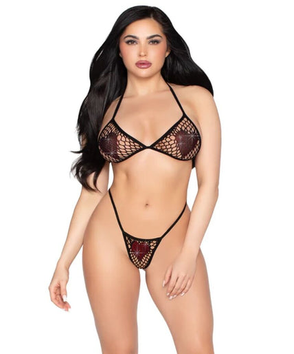 Leg Avenue – 86147 Netz-BH-Top und G-String Panty Schwarz – Einheitsgröße