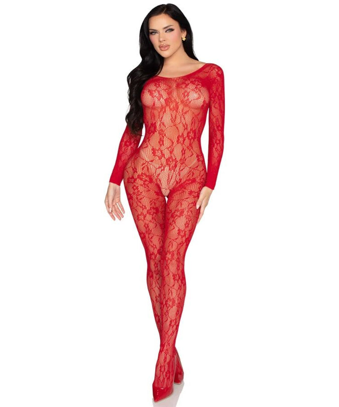Leg Avenue – 89366 Lace Lingerie Bodystocking Red – One Size